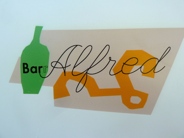 Bar Alfred logo in Doug Meyer Legends window