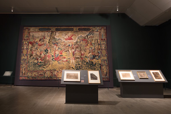 Tapestry with corresponding drawings and cartoons at the Met
