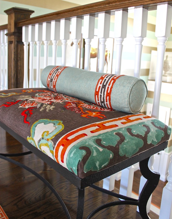 Jim Thompson fabric on bench in Lee W. Robinson entry