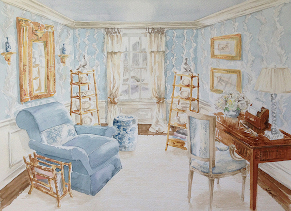 B. Russell Melzer sketch for Jane Ellsworth's Rooms with a View 2014 vignette