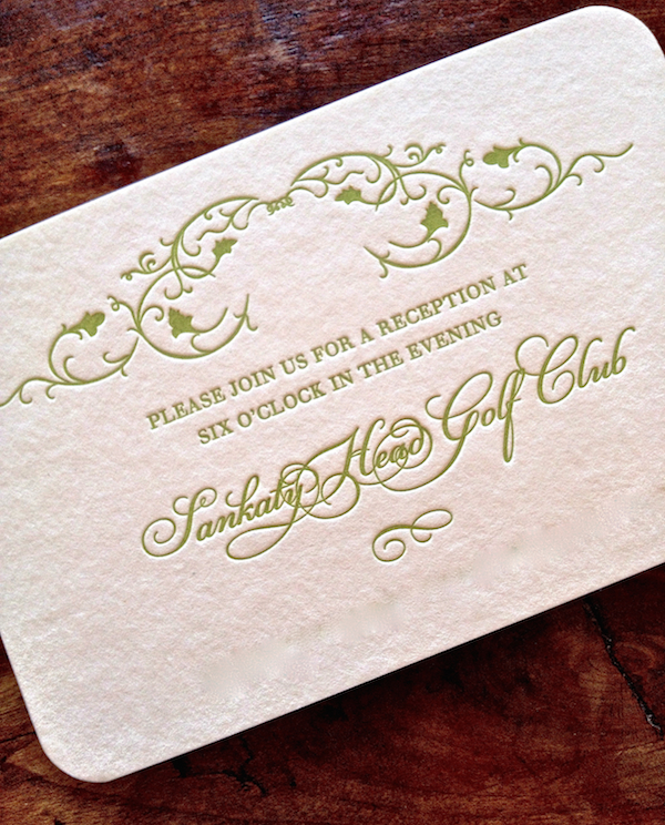 Nantucket wedding letterpress reception invites by Parchment