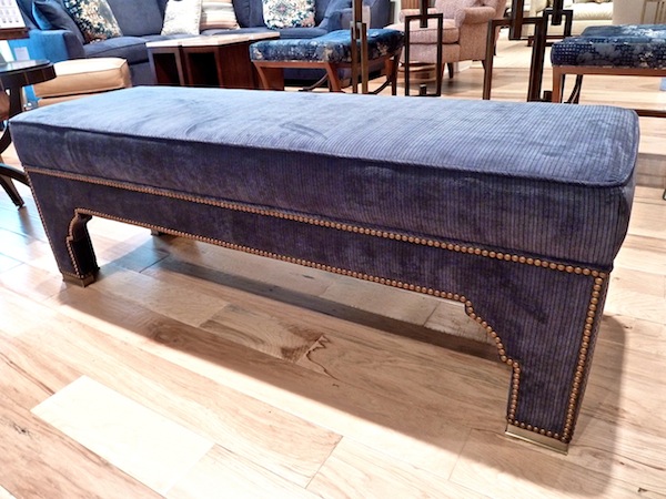 Pearson bench in blue corduroy