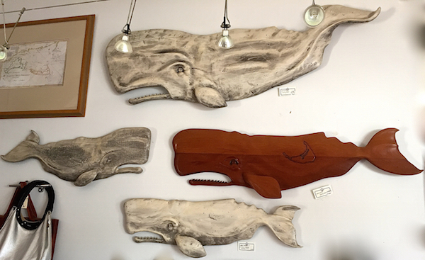 Sunny Wood whale carving at SPACE Nantucket