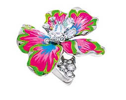 Dior "Egratigna Chipie" ring in 18K white gold, diamonds, spinels and lacquer