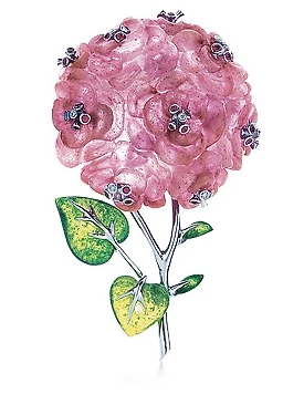 Tiffany pate de verre Rose Tree Brooch