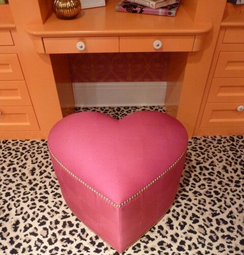 Interior designer Melissa Marcogliese’s heart shaped ottoman for Rooms with a View 2011