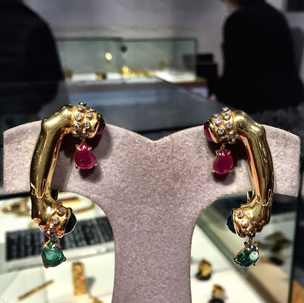 Dali earrings at Didier at the Winter Antiques show