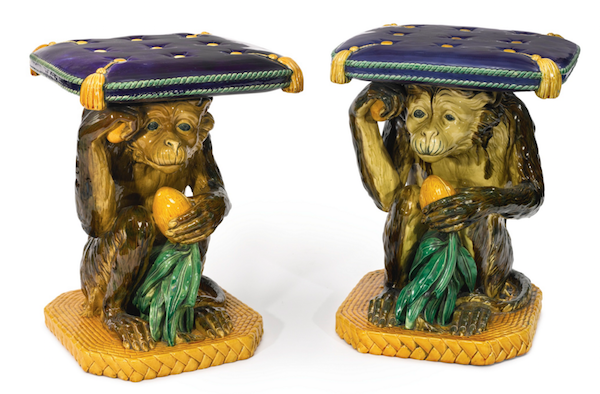 Minton majolica monkey garden seats