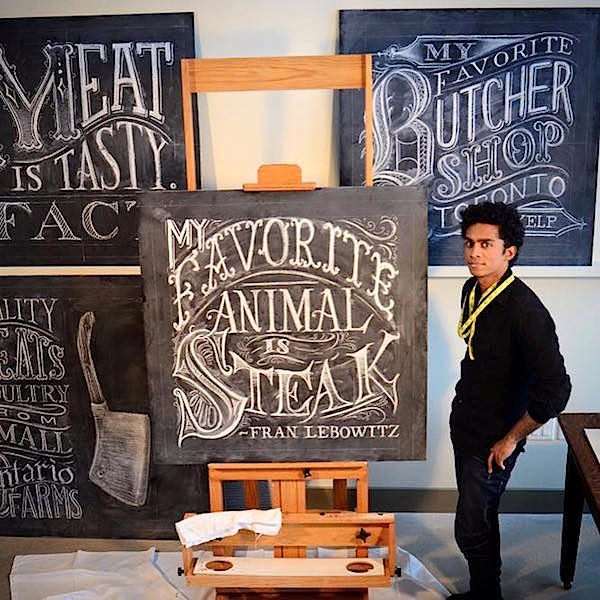 Raji chalkboards for Sangan's Meat Locker