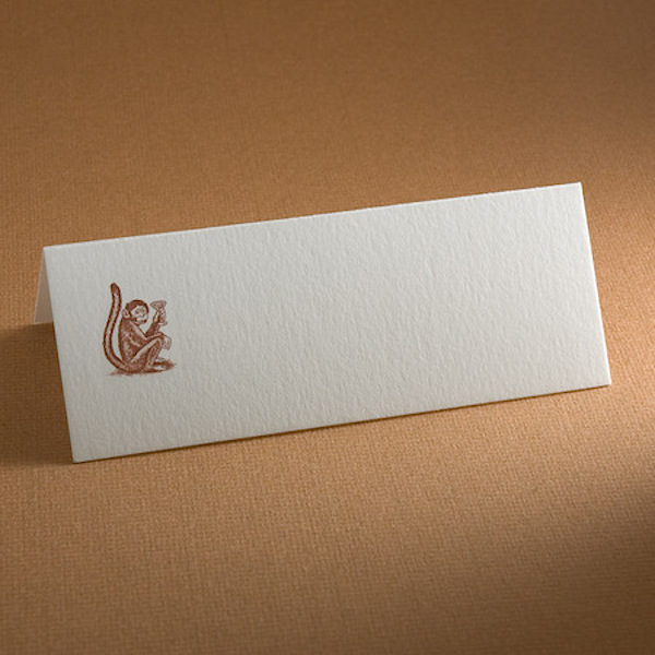 The Printery Dark brown Gin Monkey place card