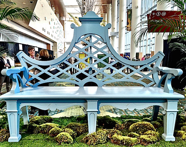 Vintage Millworks bench at the Antiques & Garden Show of Nashville