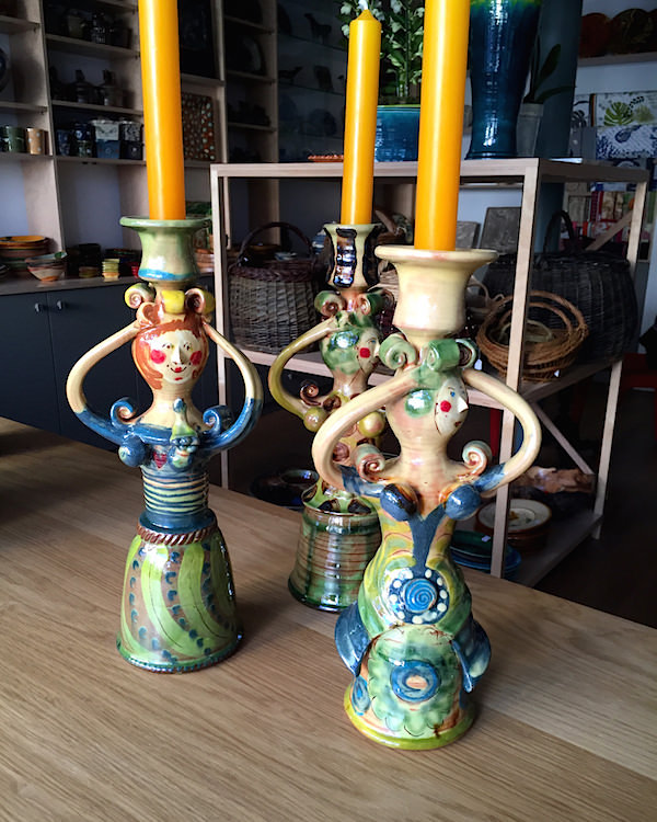 pottery candlesticks at La Tuile a Loup