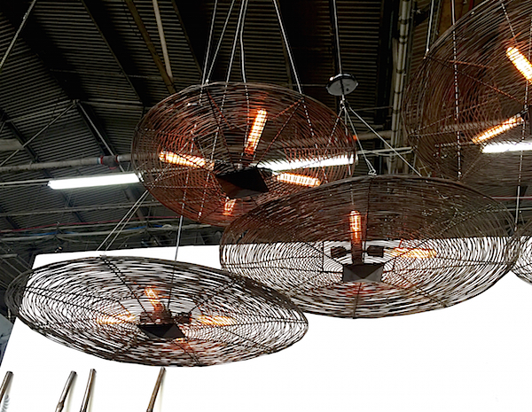 Tucker Robbins Wire Wheel Pendant Lights at the AD DEsign Show