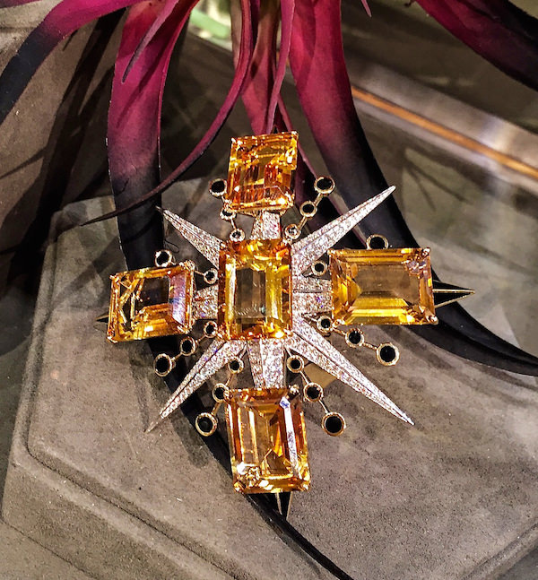 tony duquette topaz and diamond brooch