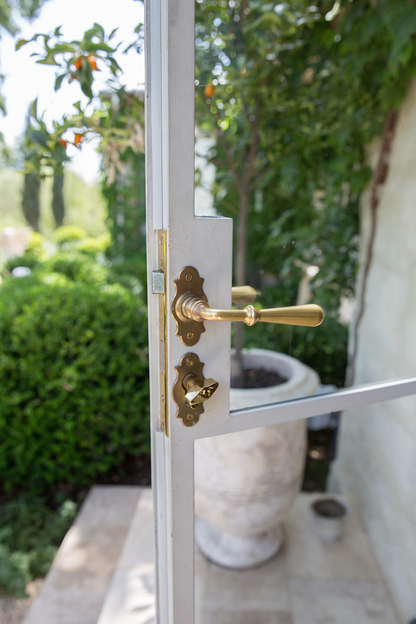 unlacquered brass hardware at Patina Farm