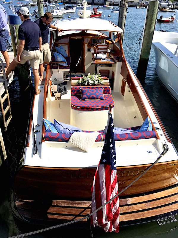 Audrey Sterk decorated Barton & Gray Hinckley picnic boat