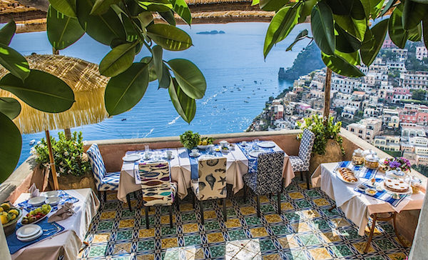 Excellence villas - breakfast on Villa Andres terrace overlooking Positano