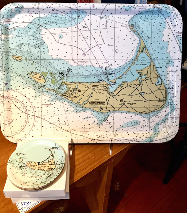 Nantucket nautical map tray and coaster