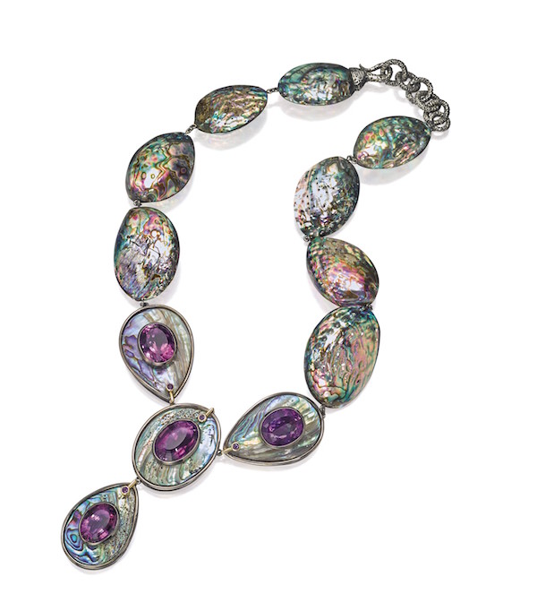 Tony Duquette abalone and amethyst necklace