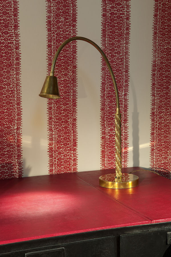 Soane Fez Stripe Wallpaper & The Argo Flexi Table Lamp