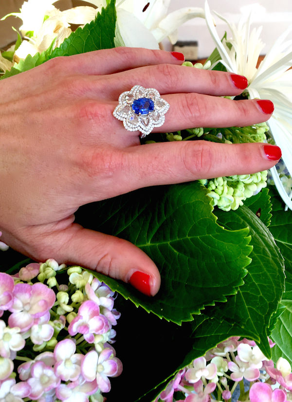 Nina Runsdorf Tanzanite & Diamond flower ring-1