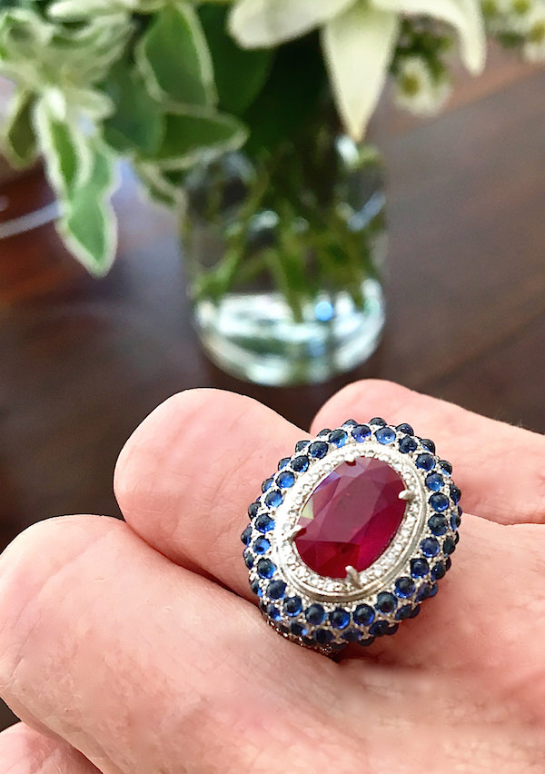 Nina Runsdorf ruby and sapphire cocktail ring -1