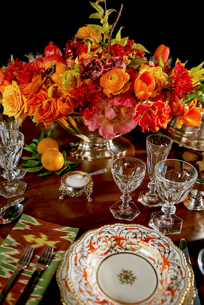 Holiday table with Christie's including flowers by Zeze