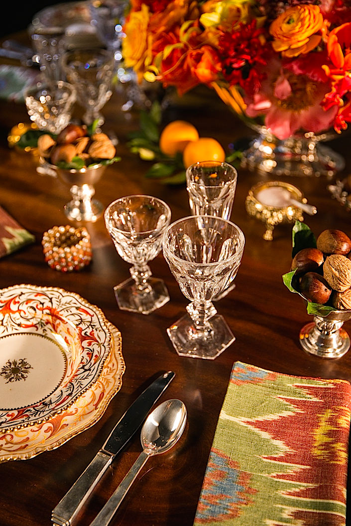 setting a holiday table at Christie's