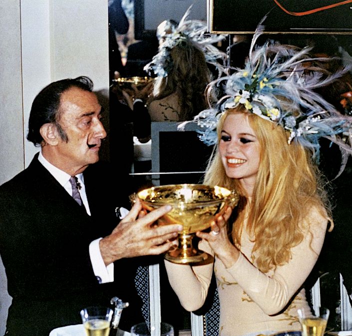 Dali and Bardot drinking champagne via Quintessence