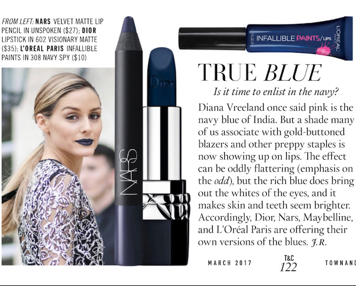 Nars blue lipstick in Town & Country