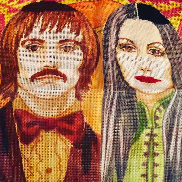 sonny and cher needlepoint pillow-1