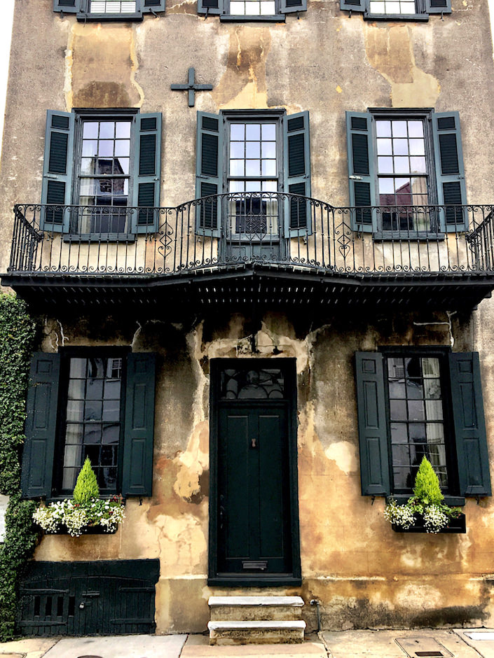Historic Charleston house with window boxes