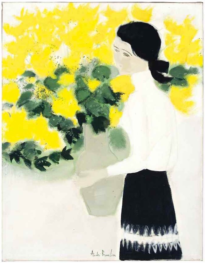 Chantal au bouquet Jaune, by Andre Brasilier at Christies