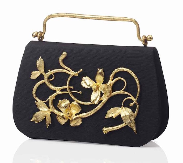 Claude Lalanne silk and gilt bronze evening bag-1