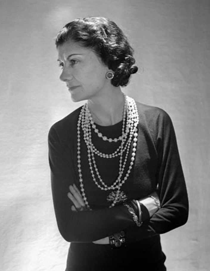 Coco Chanel in pearls