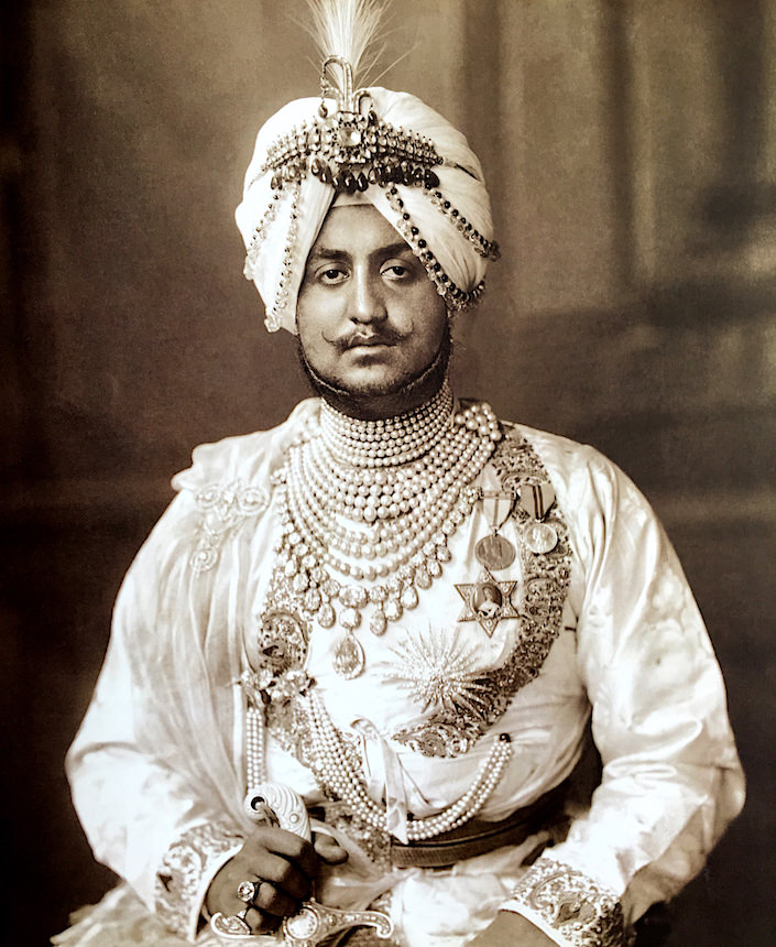 Maharaja Bhupinder Singh of Patiala in his pearl bib