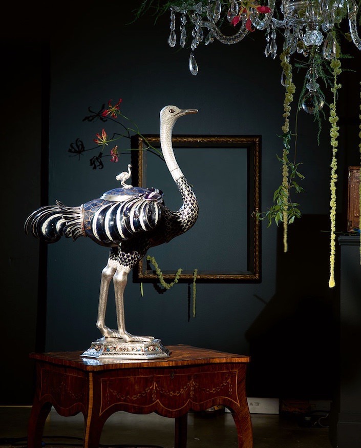 silver ostrich at Sotheby's