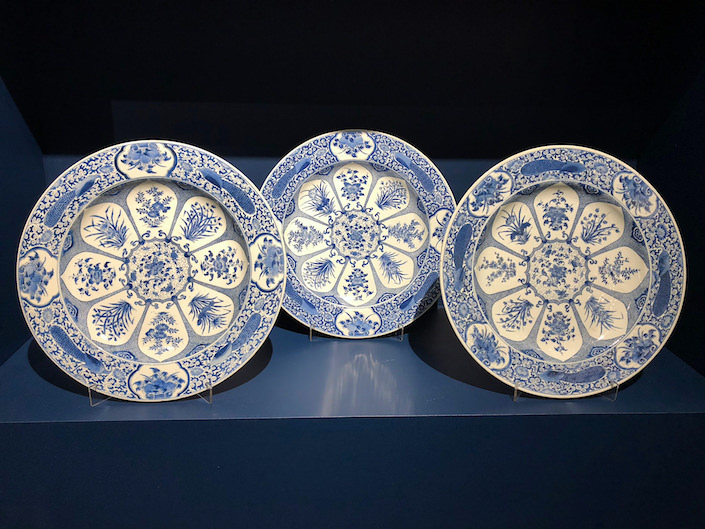 set of peacock dishes from Jorge Welsh at TEFAF New York Fall