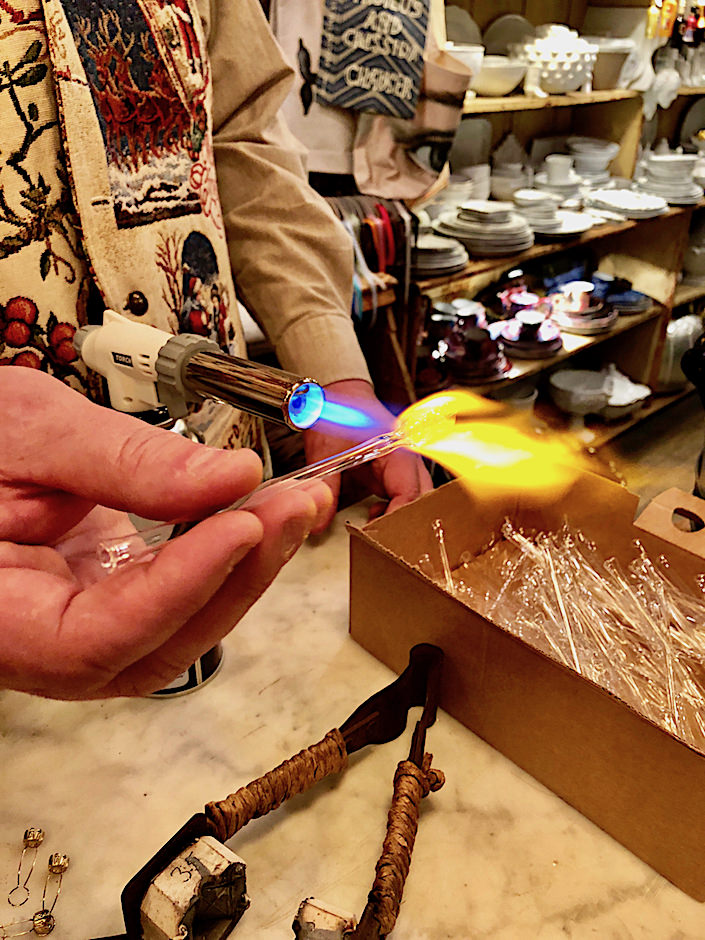 Glass ornament blowing at John Derian