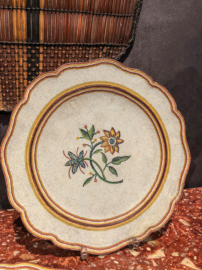 German glass beadwork plate at Cove Landing at the 2018 Winter Antiques ShowGerman glass beadwork plate at Cove Landing at the 2018 Winter Antiques Show