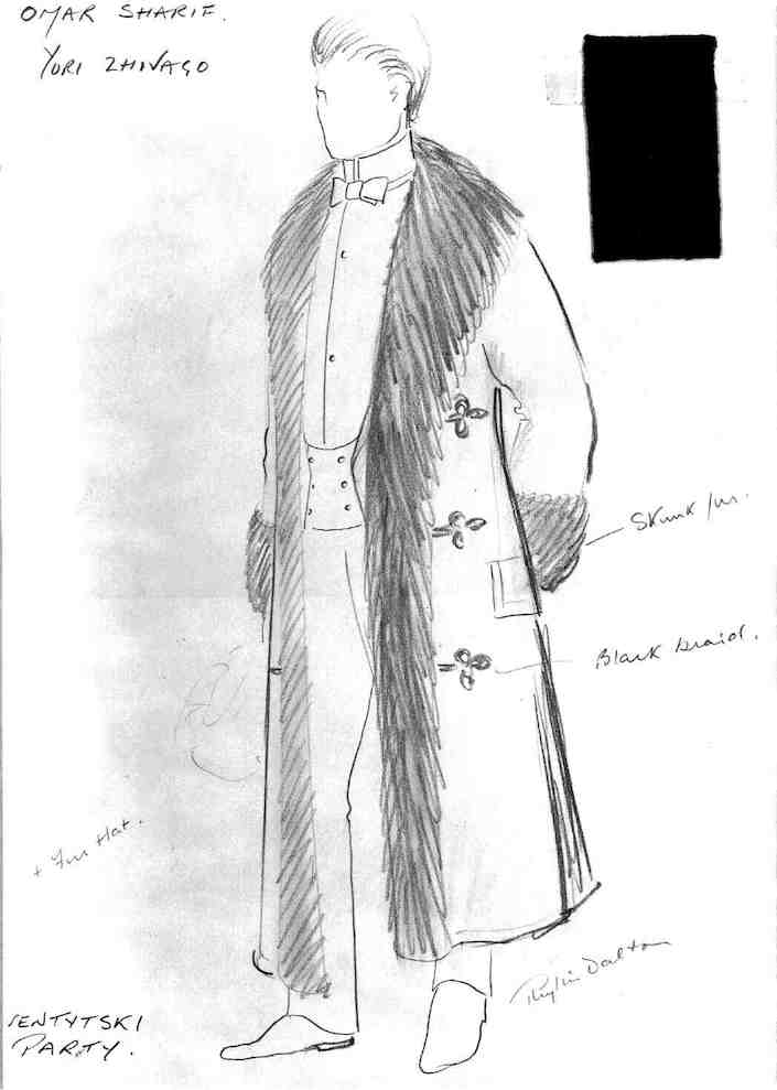 Phyllis Dalton drawing for Dr. Zhivago costume