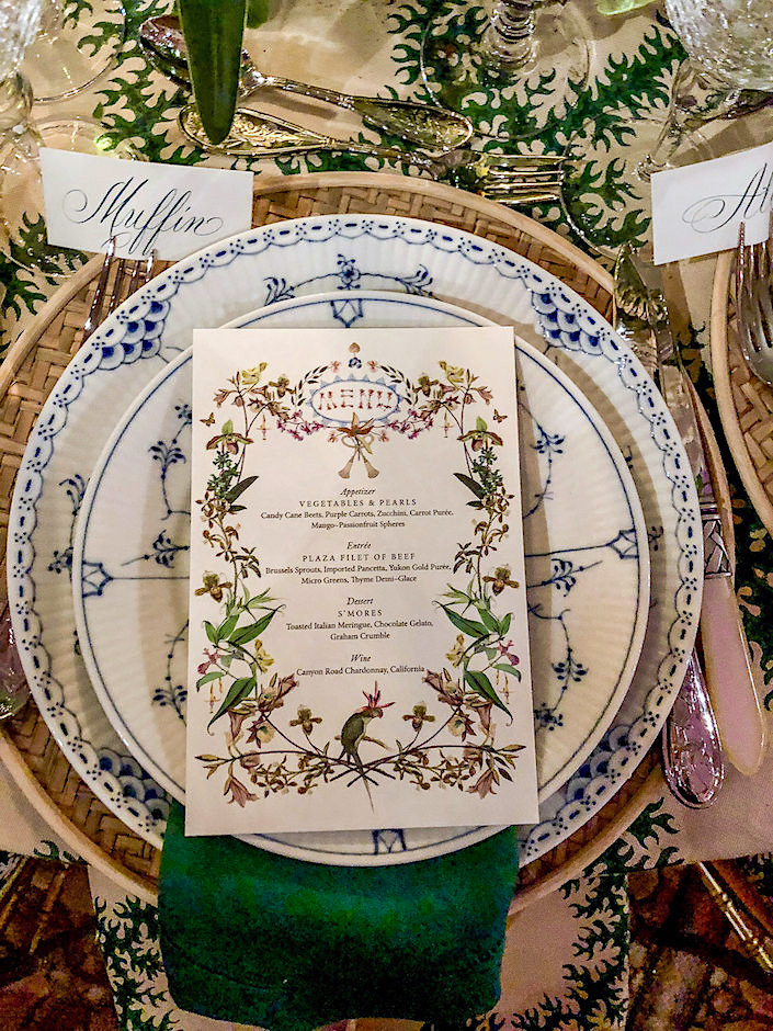 Cece Barfield menus for her NYBG Orchid Dinner 2018 table