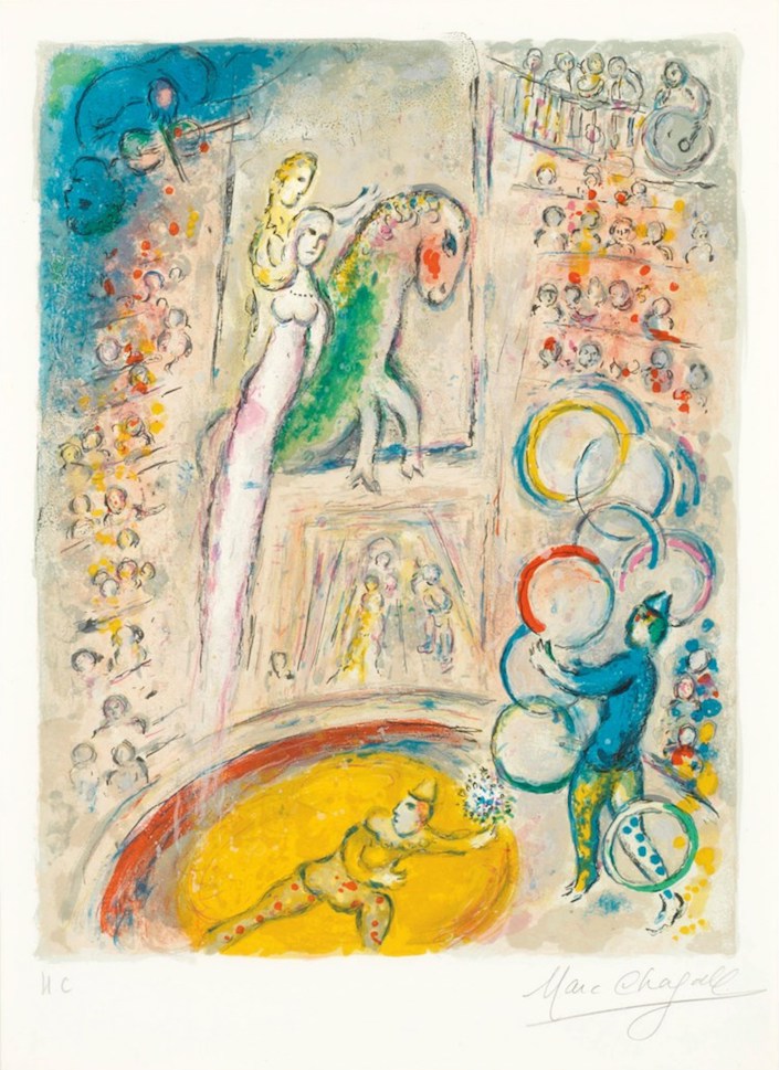 Chagall Le Cirque gouache at Christie's