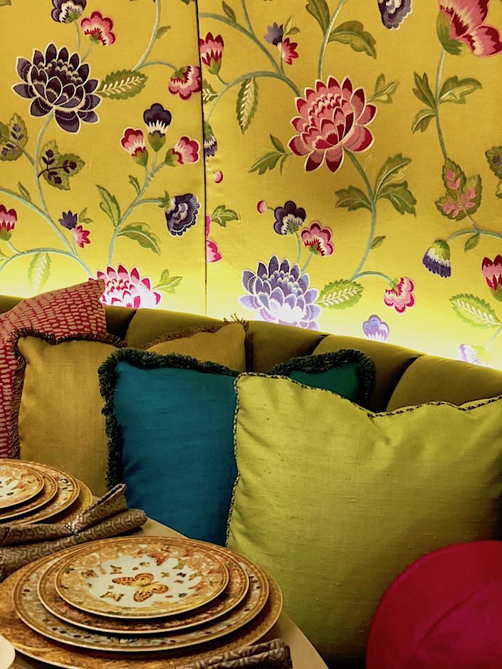 Manuel Canovas fabric in Wesley Moon Dining by Design space