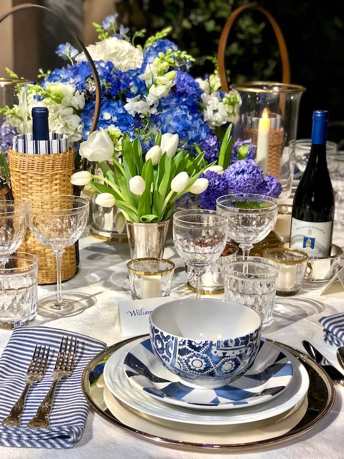 Ralph Lauren blue and white Dining by Design 2018 table