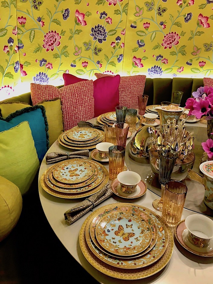 Versace china in Wesley Moon Dining by Design 2018 space