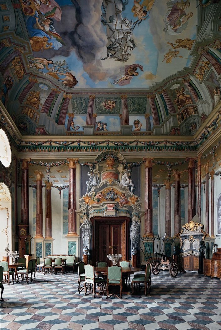 frescoed walls in Schloss Hollenegg ballroom photo Simon Watson for T Magazine