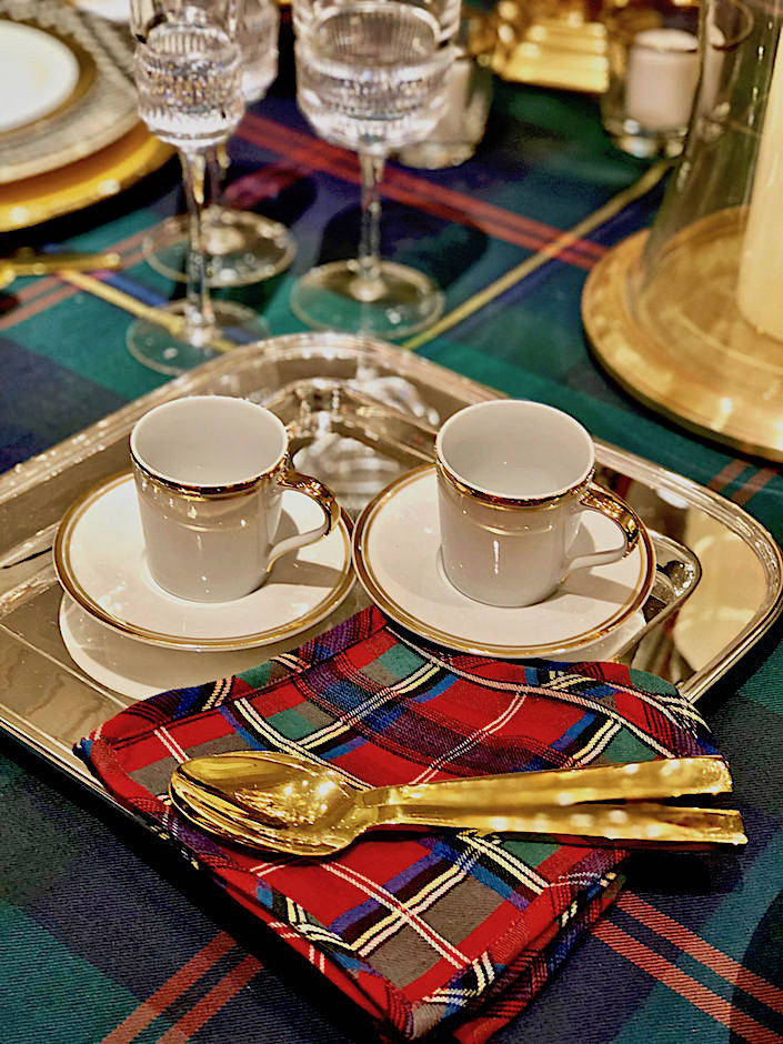 Ralph Lauren Home Wilshire Porcelain Espresso cups and Alexander cocktail napkins