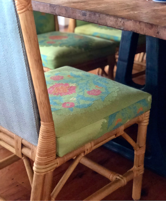 chair upholstery by Jeffrey Bilhuber in Nantucket beach house