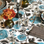 Thanksgiving table, Peter Fasano tablecloth and napkins copy